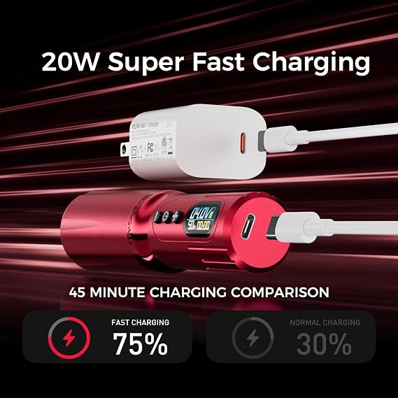 Tattoo Gun,Wireless Machine Kit Super Fast Charger with Dual 2000mAh Power Supply Tattoo Kit for Beginner and Artist