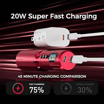 Tattoo Gun,Wireless Machine Kit Super Fast Charger with Dual 2000mAh Power Supply Tattoo Kit for Beginner and Artist