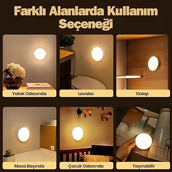 Promosyonca Hareket Sensörlü LED Gece Lambası, Şarj Edilebilir, Taşınabilir, 4000K Günışığı, Enerji Sınıfı A (1) [Enerji Sınıfı A]