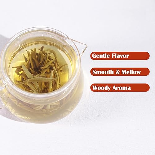 Miniatura 5 de FullChea - Té blanco Hoja suelta - Té blanco con aguja plateada Yunnan - Nivel de cafeína bajo - Bai Hao Yin Zhen - Fragancia refrescante de madera