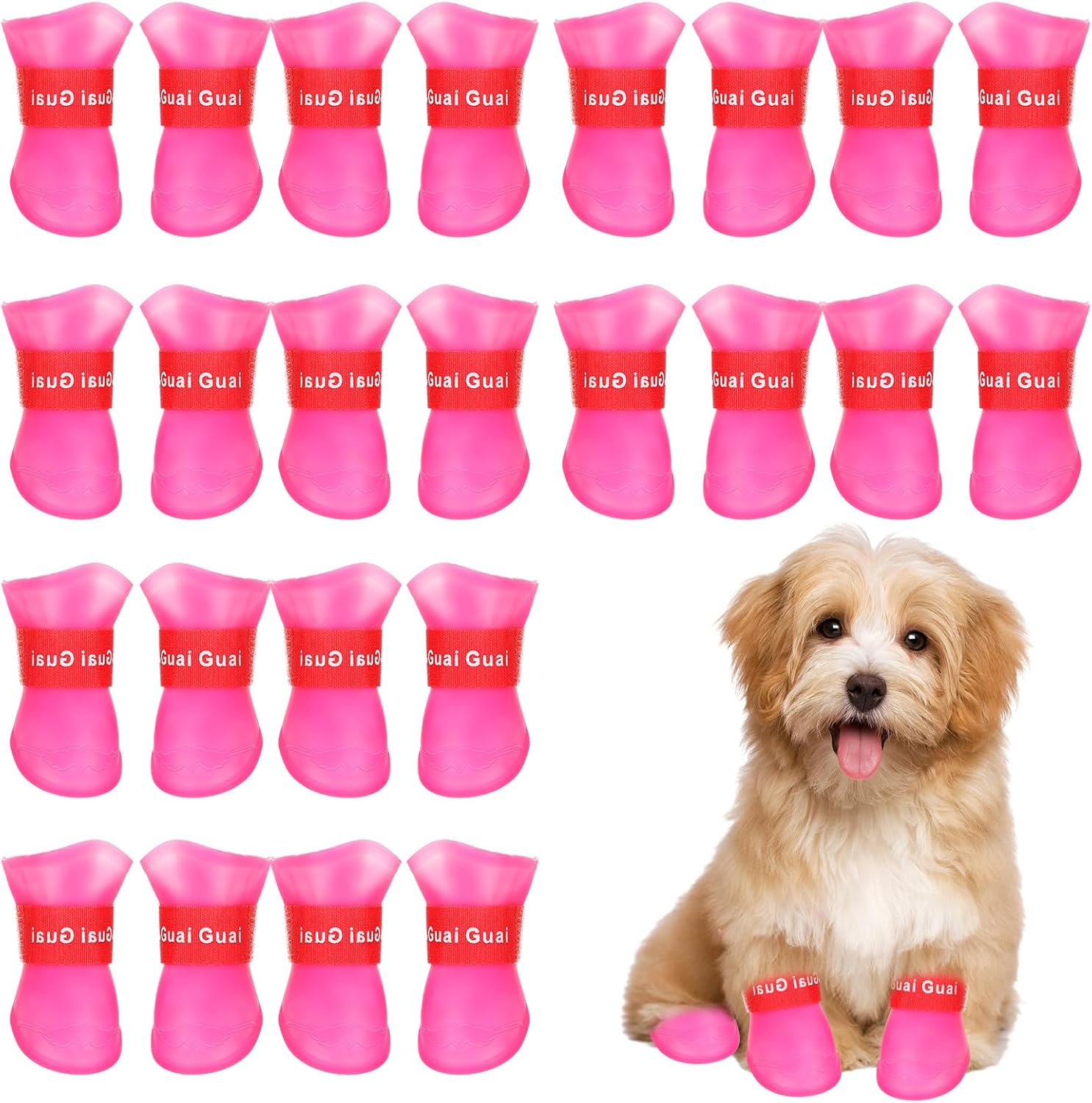 Locmeo 6 Set Waterproof Dog Shoes Rubber Dog Boots Anti