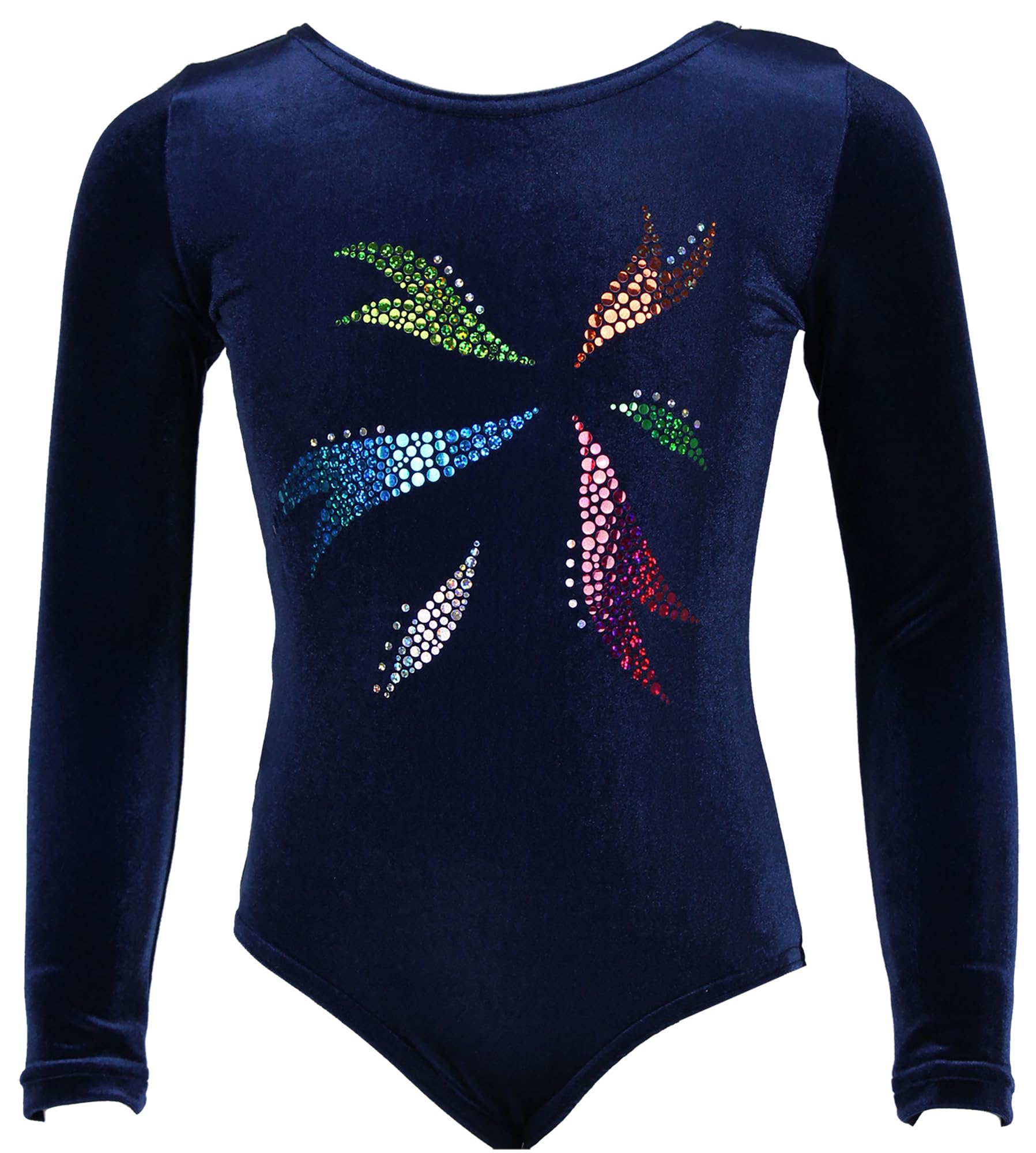Body da ginnastica a maniche lunghe, da bambina, in velluto con effetto glitter (piastrine glitter) per ginnastica e ginnastica, made in Germany