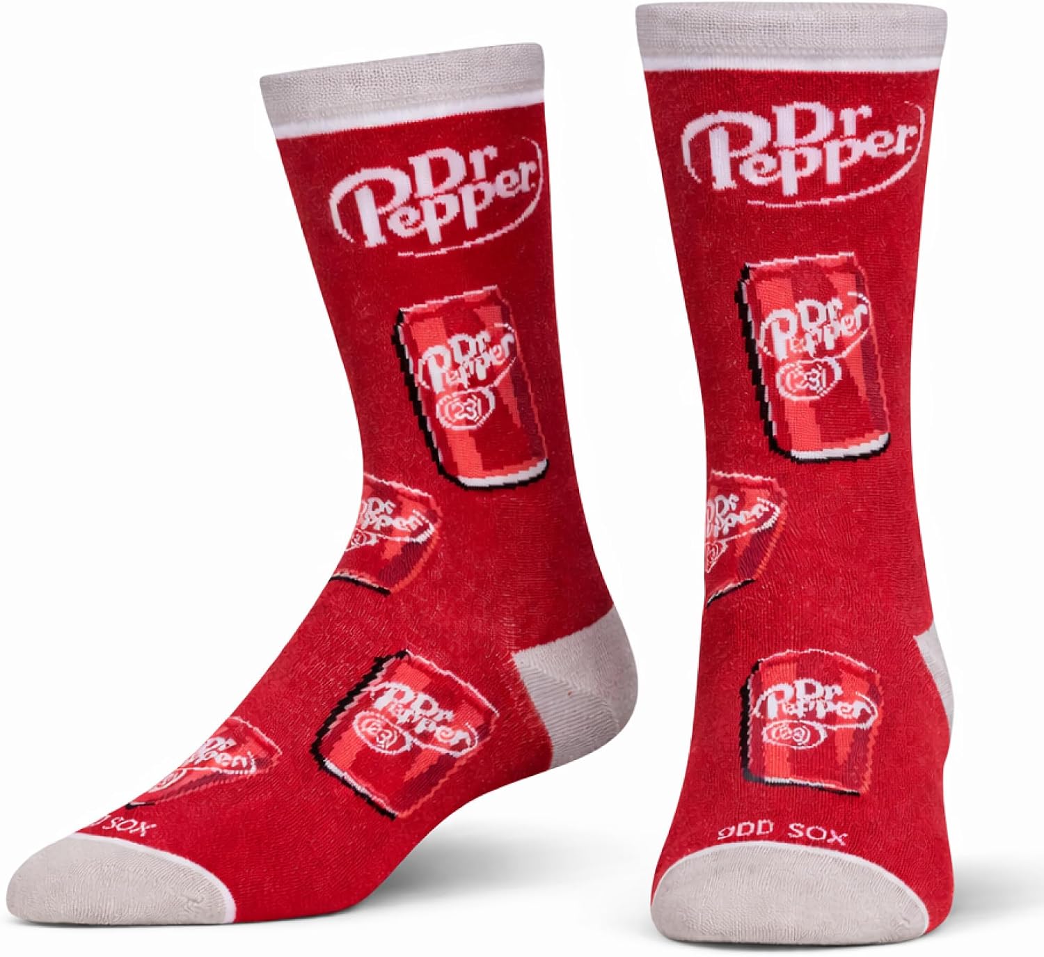 Odd Sox – Dr Pepper Retro Logo Crew Socks | Vintage Soft Cotton Blend, Fun Novelty Gift for Men & Women