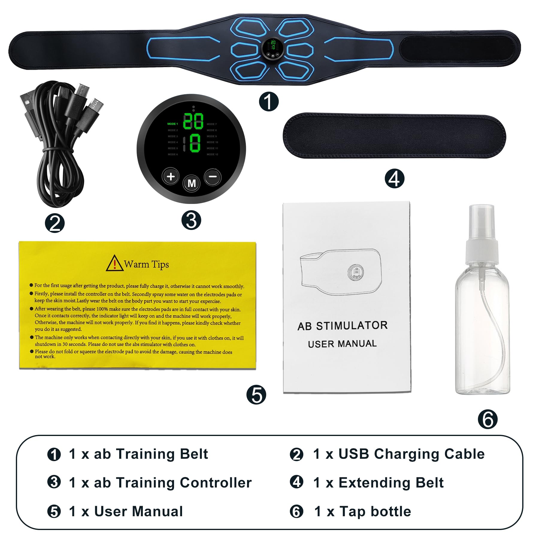 FDA Cleared - Stimolatore muscolare MHD TENS elettronico per addominali, tonificante per addominali, per addominali, stimolazione e attivazione muscolare, uso domestico in palestra