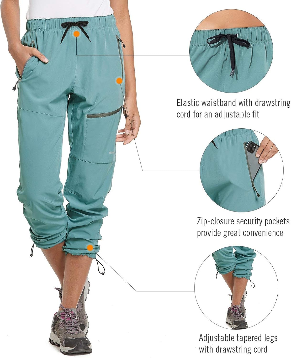 BALEAF Women's Hiking Cargo Pants Outdoor Lightweight Capris Water Resistant UPF 50 Zipper Pockets : Clothing, Shoes & Jewelry