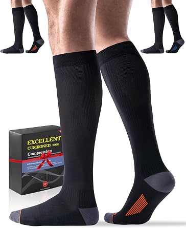 Premium Compression Socks for Women Men, 15-20 mmHg Support 3 Pairs