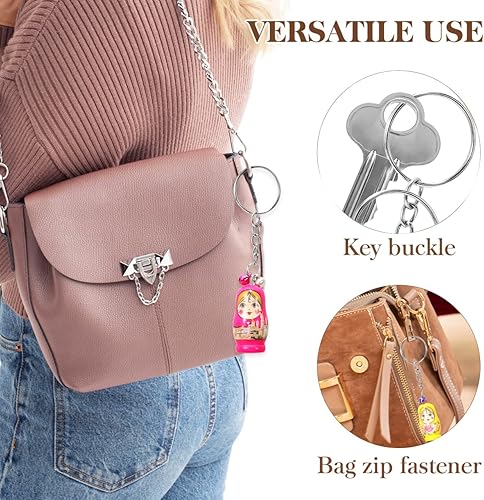 Miniatura 9 de 24 llaveros de Matryoshka para muñecas rusas, llaveros de muñecas rusas de anidación, llaveros, mochila, llavero colgante para llaves de coche,