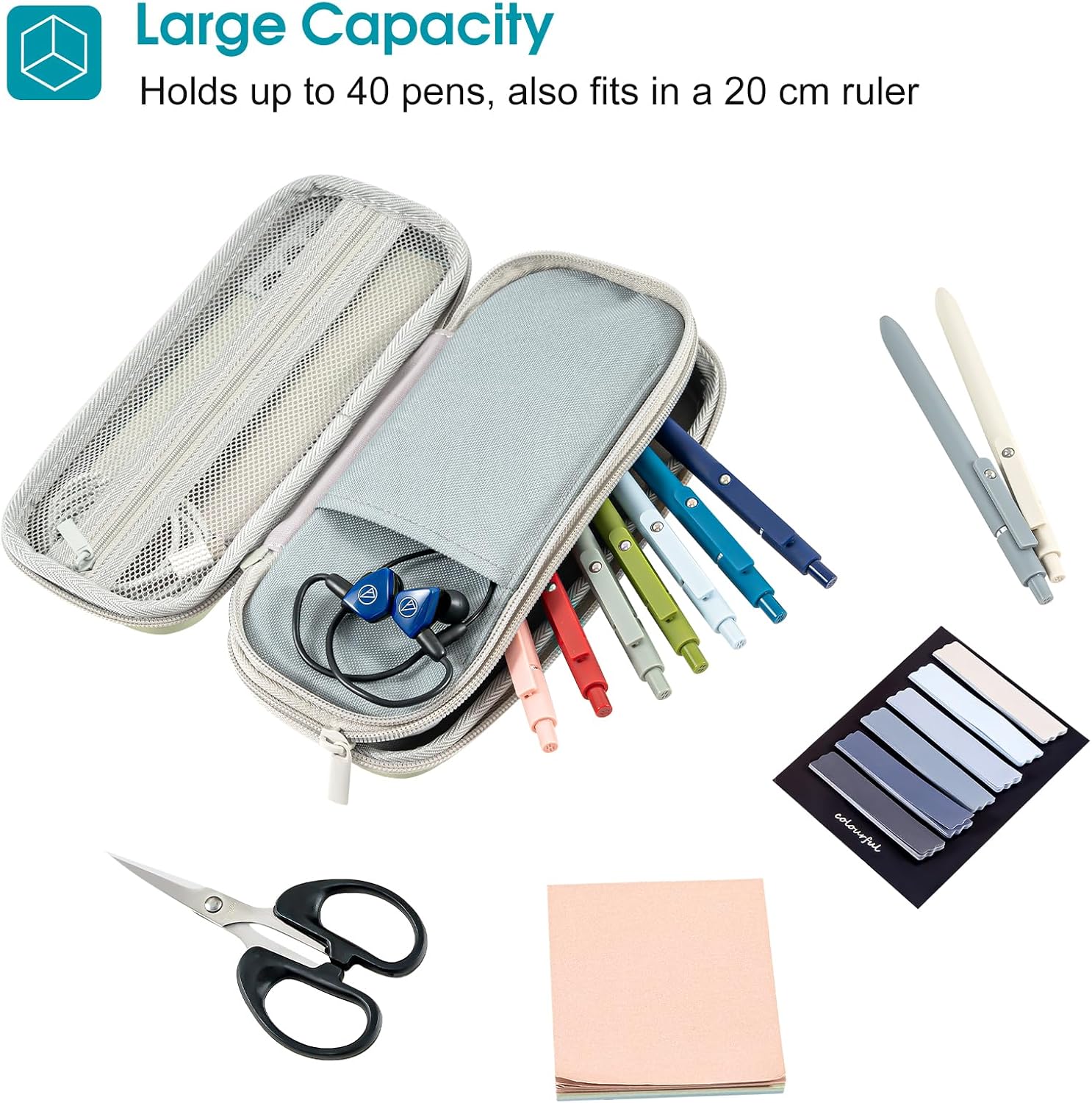ProCase 2-Layer Hard Pencil Case, Large Capacity Storage Pouch, Sagegreen