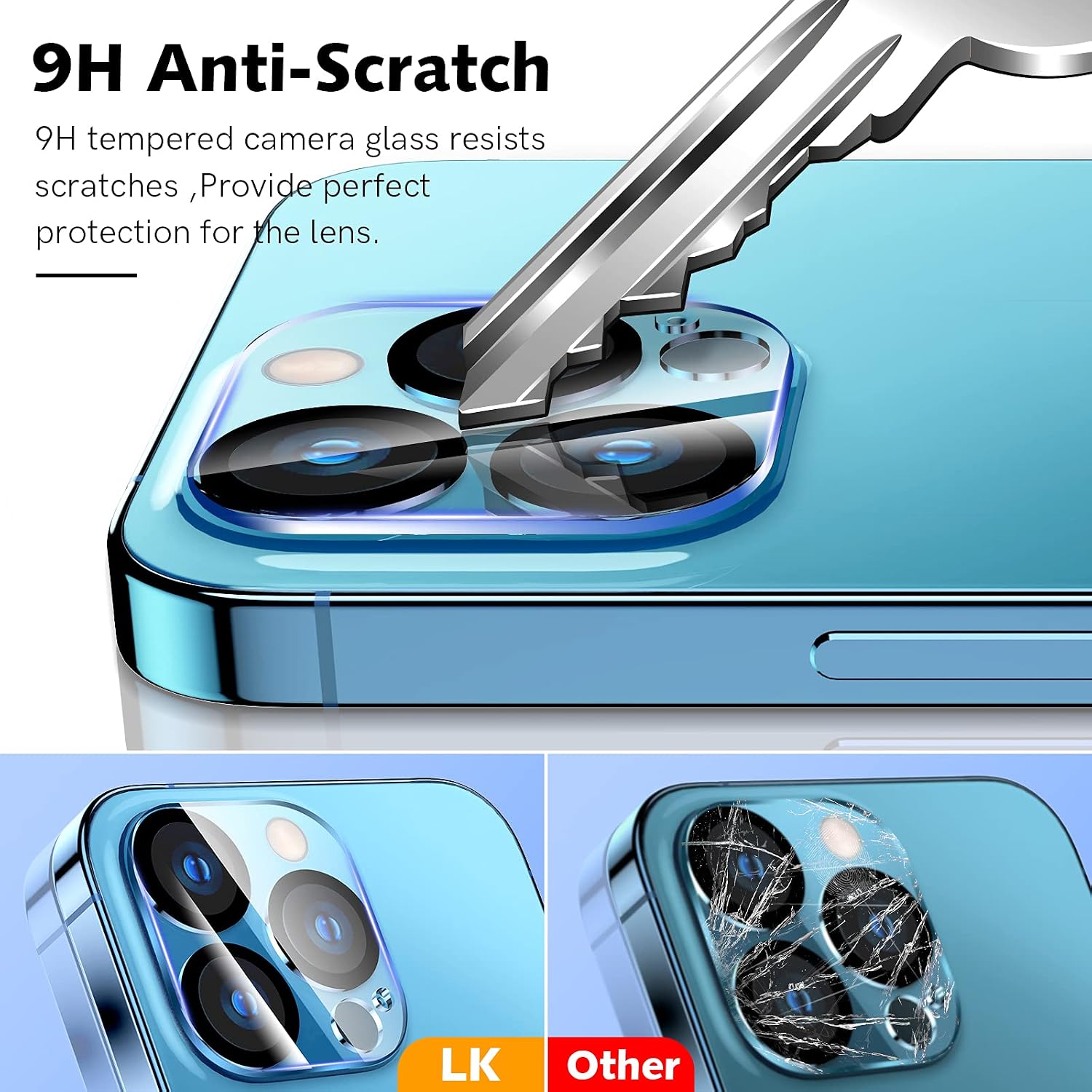 LK 3 Pack for iPhone 13 Pro/iPhone 13 Pro Max Camera Lens Protector, [Night Shooting Mode] 9H Hardness, Ultra HD, Anti-Scratch, Easy to Install, Case Friendly