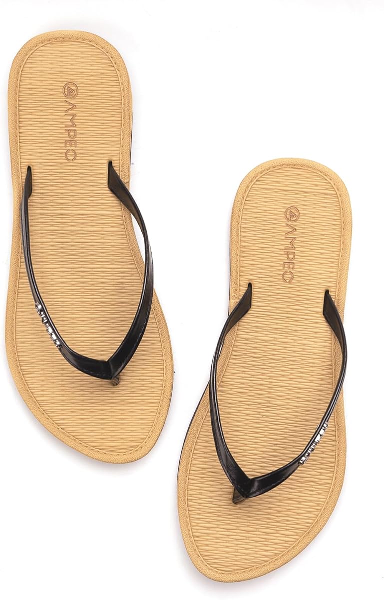 Chanclas para mujer: correa fina de moda con suela de textura refrescante, diseñadas para pies estrechos/medianos | Esenciales para las vacaciones en la piscina y la playa para caminar | Sandalias planas de verano ligeras de secado rápido