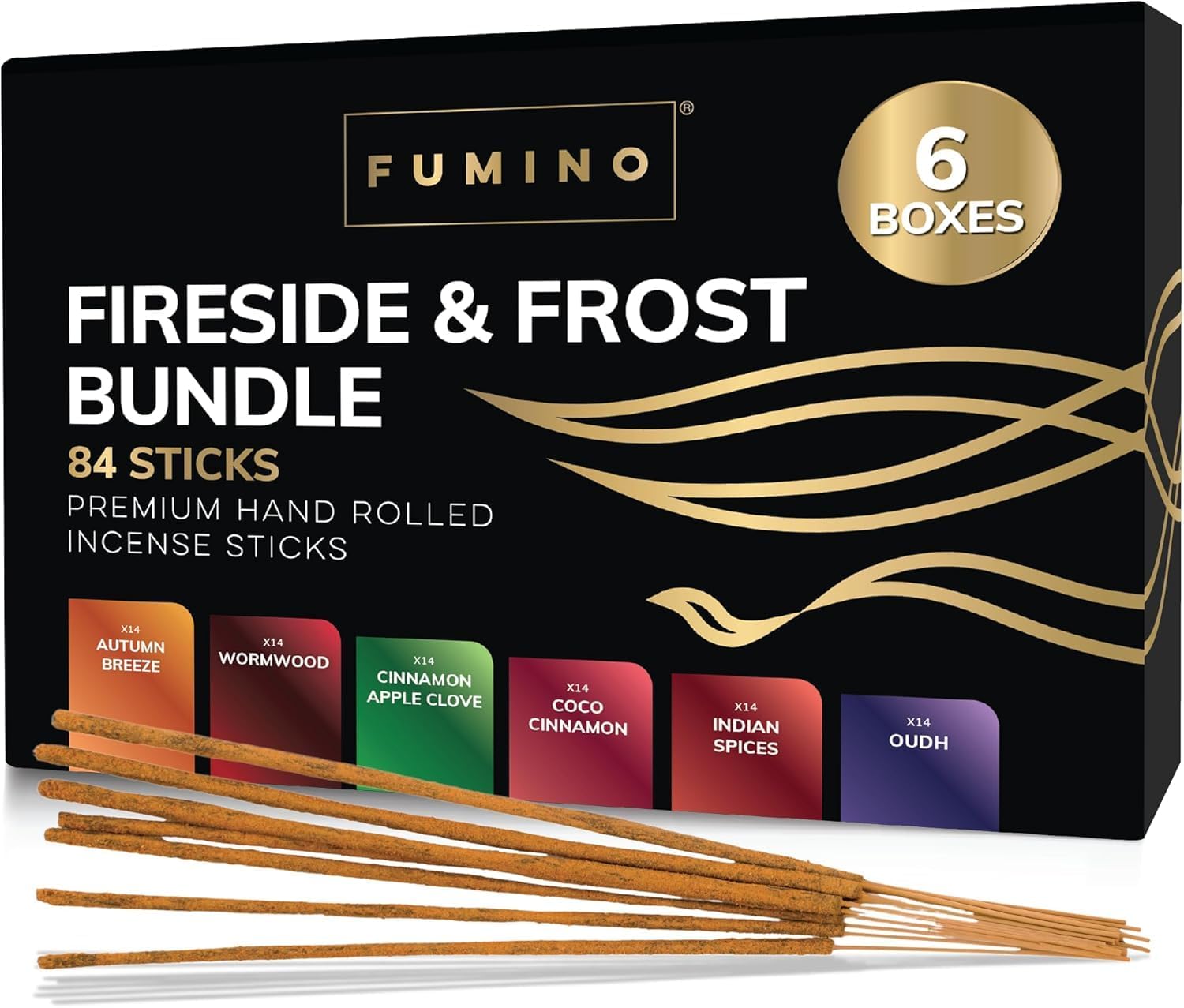 Incense Sticks Fumino Fresh Handmade Multipack Fireside & Frost Bundle 6 Boxes 84 Sticks (90g) Masala Agarbatti Joss Scent Fragrance for Relaxation and Meditation, Home and House Decor Incense Sticks Fumino Fresh Handmade Multipack Fireside & Frost Bundle 6 Boxes 84 Sticks (90g) Masala Agarbatti Joss Scent Fragrance for Relaxation and Meditation, Home and House Decor