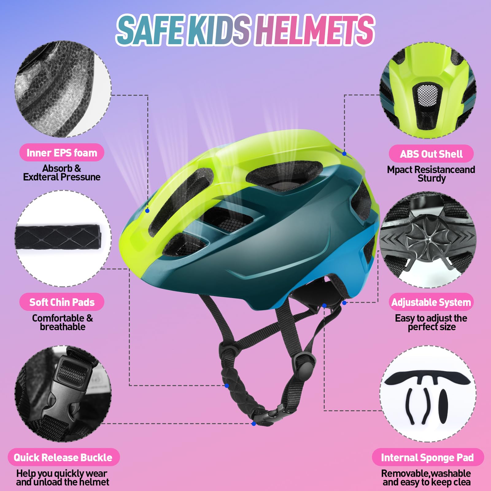 Kids Helmet, RaMokey Kids Bike Helmet for Boys Girls Cycle Helmet with Visor for Kids 5-13 - Image 3
