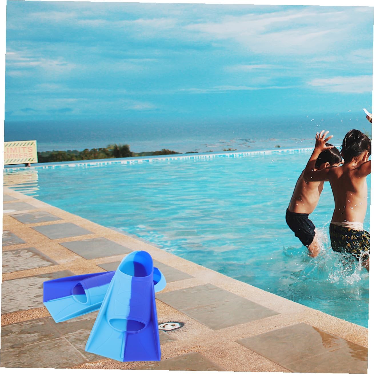 Silicone Swim Training Fins for Adults and Short Diving Flippers for Swimming and Snorkeling Comfortable Breathable Swim Equipment Stable and Flexible Design Blue Xs