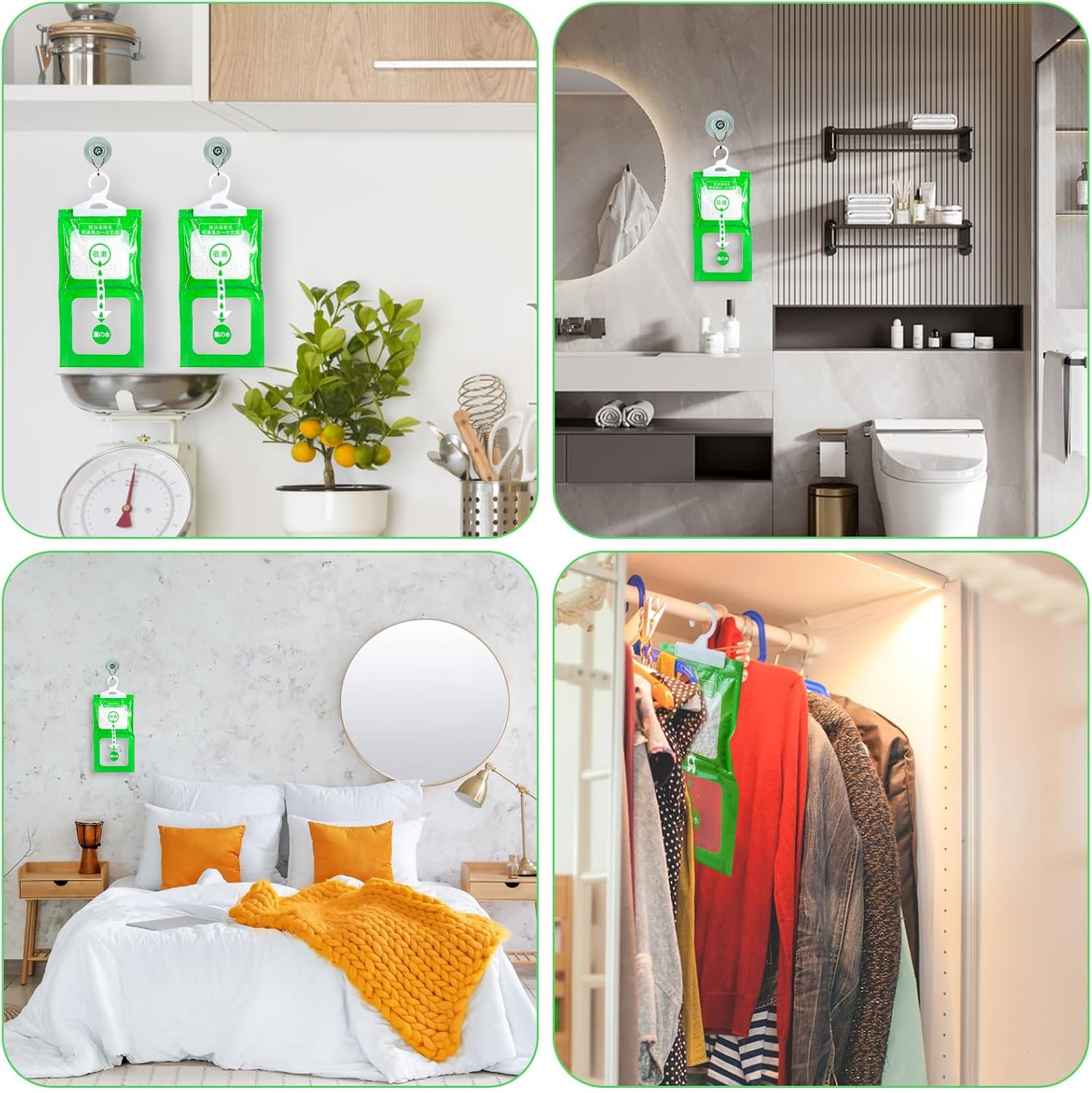 10 Pack Dehumidifier Bags, Moisture Absorber Hanging Bags, Closet Moisture Absorbers, For Use In Kitchens, Bedrooms And Wardrobes