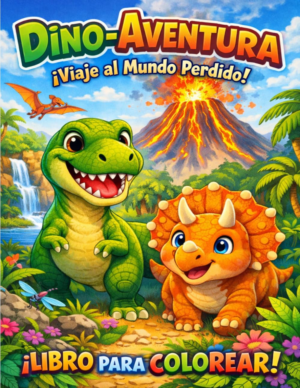 DINO-AVENTURA: ¡Viaje al Mundo Perdido!: Libro para Colorear: 40 Ilustraciones Únicas para Niños de 3 a 8 Años