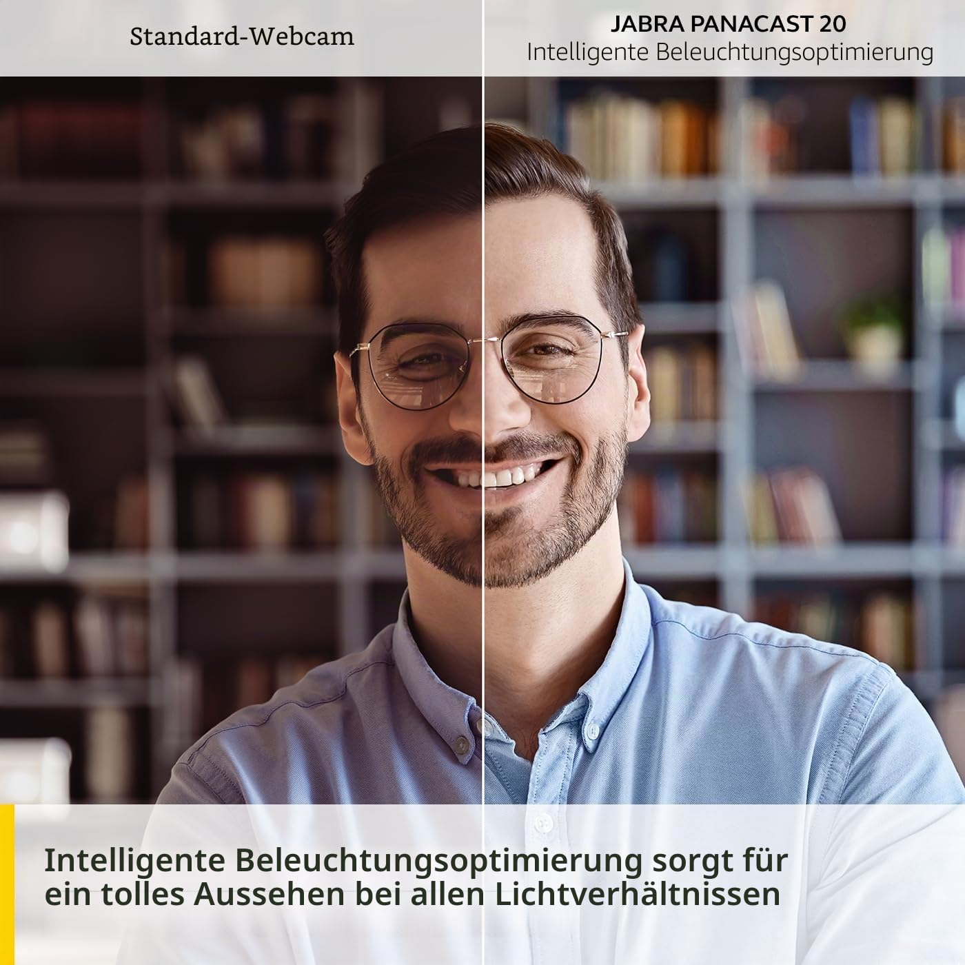Jabra PanaCast 20 4K- Videokonferenzkamera - Flexible persönliche Plug-and-Play-Video-Webcam mit KI-gestütztem 4K-Ultra-HD, intelligentem Zoom und Beleuchtungsoptimierung