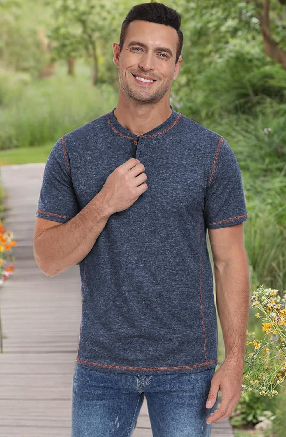 Sailwind Mens Henley Short Sleeve T-Shirt Cotton Maverick Shirt - Image 7