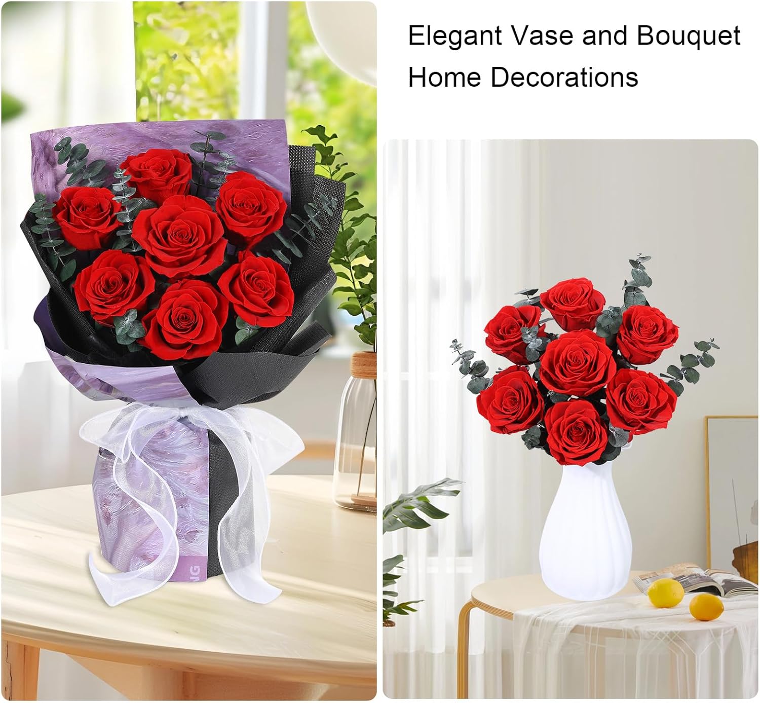 Preserved Flowers Bouquets 7 Roses, Long-Lasting Flower with Gift Box, Real Forever Flower Gifts for Delivery Women Wife Mom Friend on Anniversary Birthday Wedding (Red Roses) - Image 8
