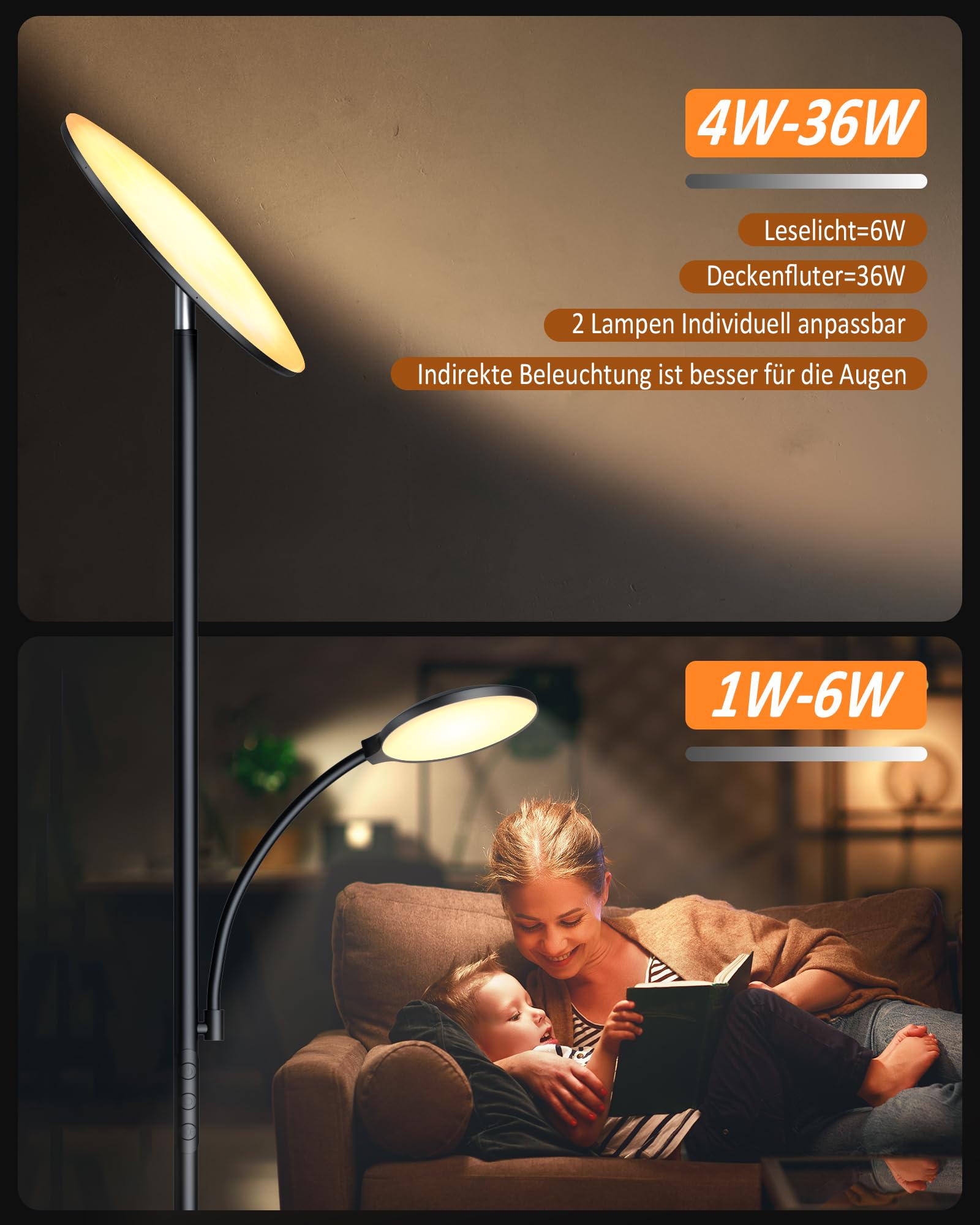 GIACOMO 42 W Lampa LED, 4200 lm Superjasność, 2700 K-6500 K, Pilot i Sterowanie Dotykowe