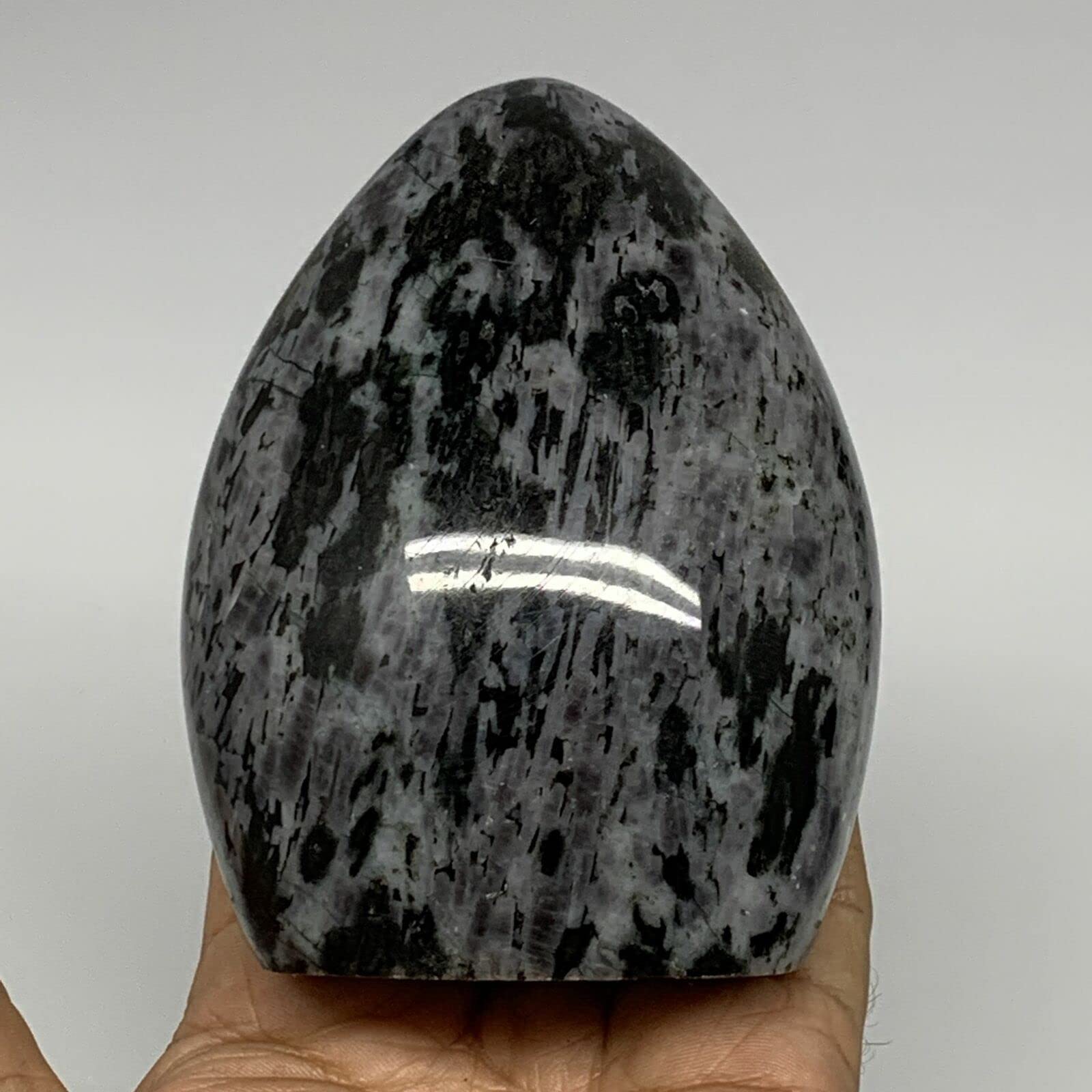 665g, 3.9"x3"x2.2" Indigo Gabro Merlinite Form Polished Madagascar, B18219