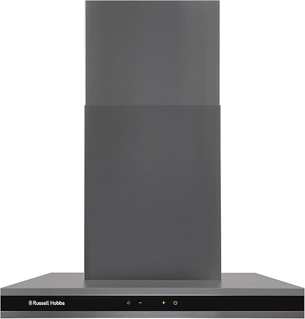 Russell Hobbs RHGCH603DS Midnight Collection 60cm T-Shaped Chimney Cooker Hood, Dark Steel
