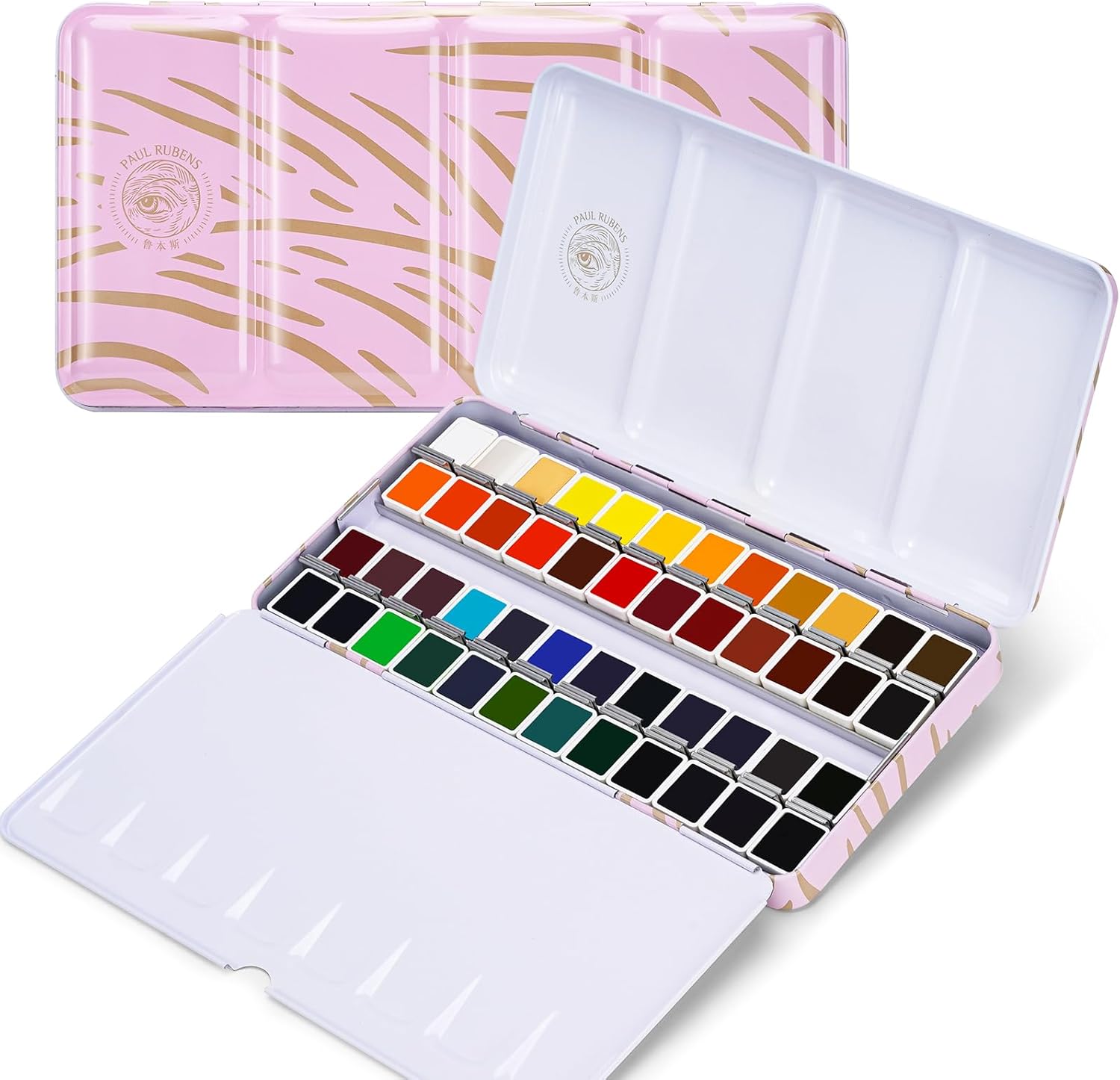 Paul Rubens Artist Watercolor Paint Set,48 Vibrant Colors in Portable Box, Great Lightfastness, Perfect Travel Professional Watercolor Set for Artists, Beginners, Adults