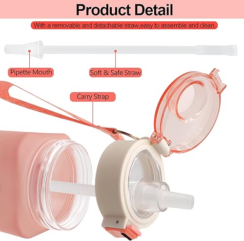 Miniatura 3 de Botella de agua de 30 onzas, libre de bisfenol A y sustancias tóxicas, botella de agua inspiradora con pajita, botella de agua deportiva y fitness