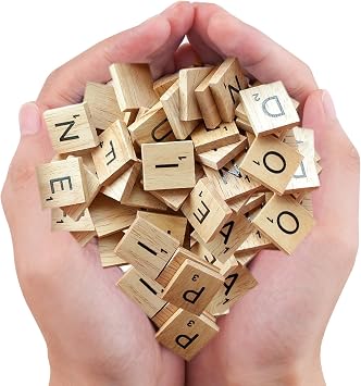 100 Pcs Wood Scrabble Tiles Scrabble Letters 1 Complete Sets of Wood Tiles - Clever and Delights Perfect for Crafts, Letter Tiles, Spelling