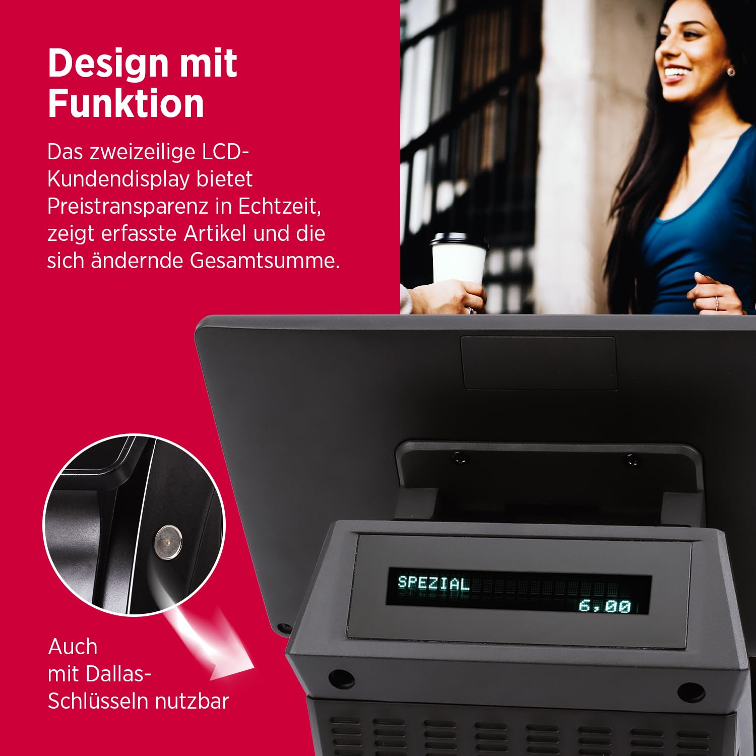 Olympia T400 Kassensystem Touchscreen Kasse Android 11 USB-TSE Registrierkasse Kundenanzeige Cloudoption Komplettsystem