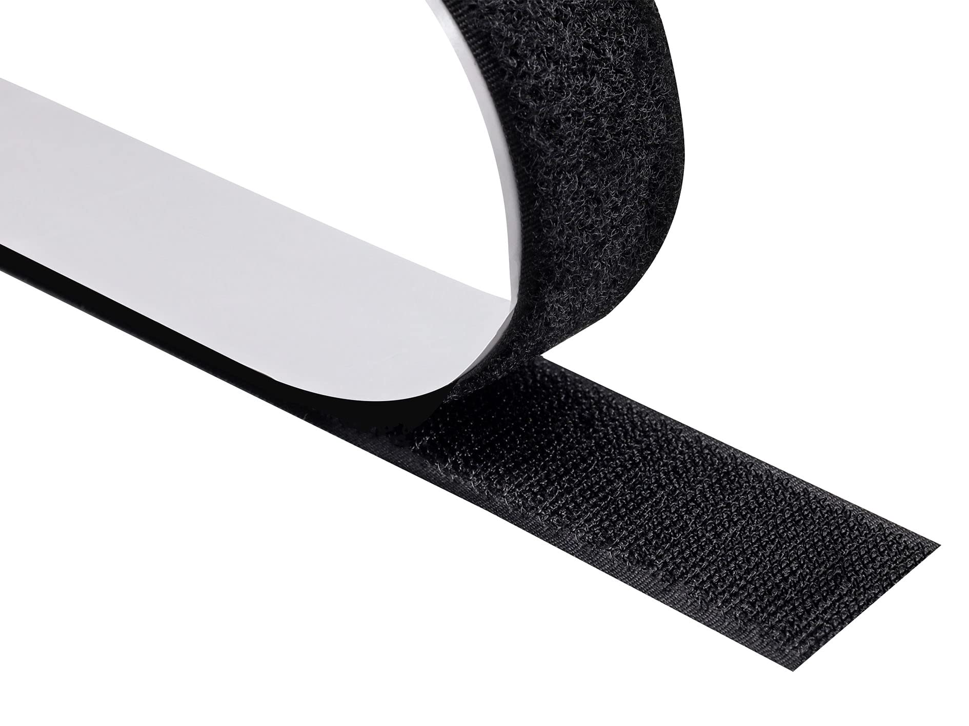 Cinta de autoadhesiva, extrafuerte, cinta de para pegar, juego de cinta de gancho y cinta de flojel, calidad profesional (negro, 100 mm x 6 m)