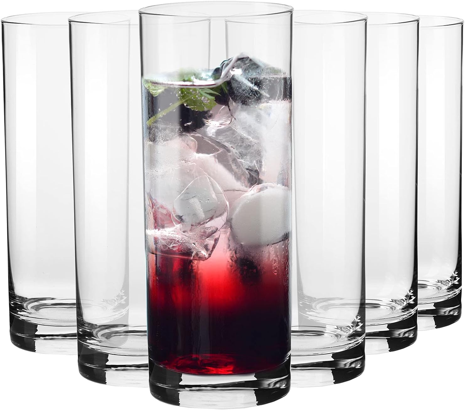 Balance Tall Drinking Glasses Set of 6 โ 16.9 oz Lead-Free Crystal Glass โ Highball Tumblers for Water, Cocktails, Juice, Beer & Iced Drinks โ Dishwasher Safe