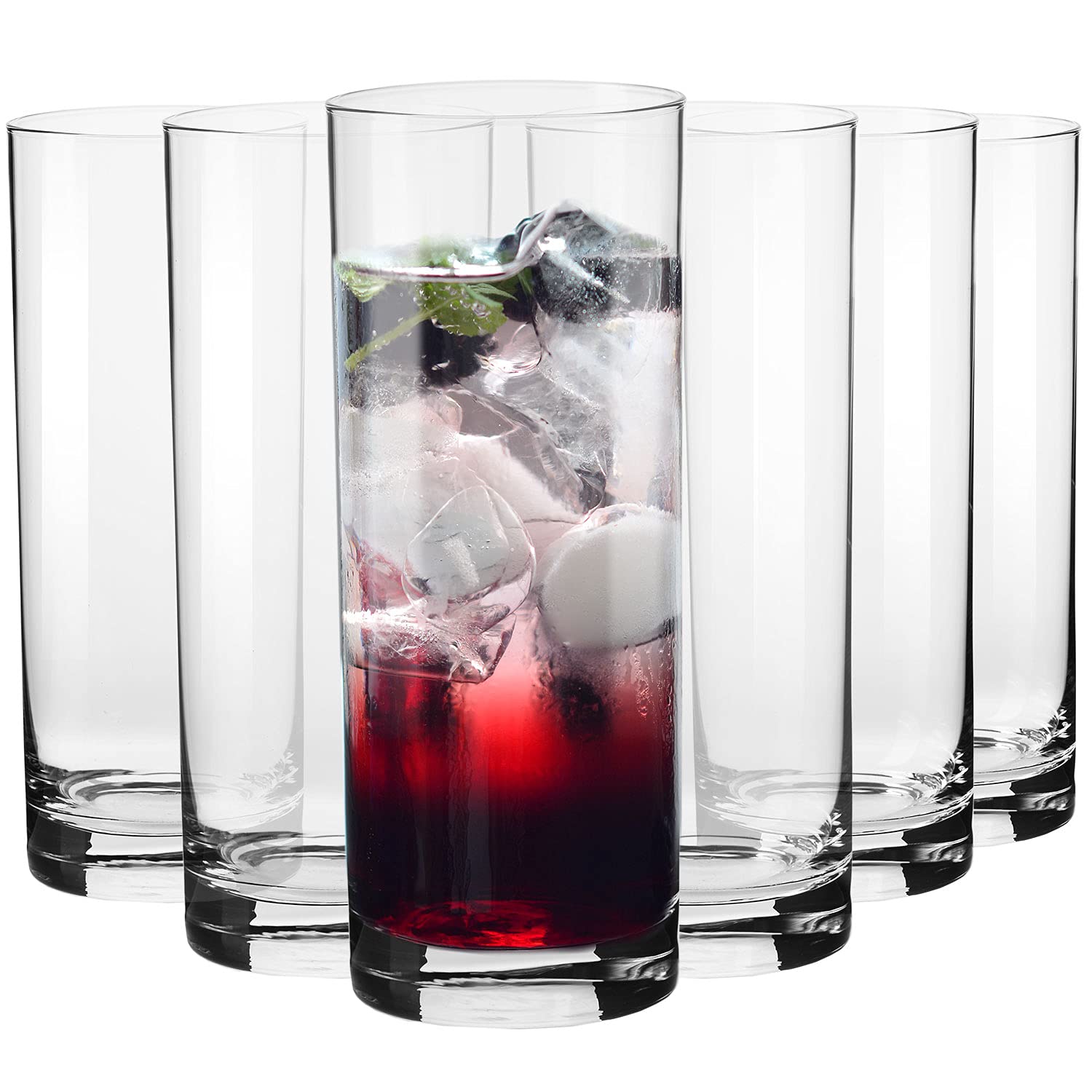 Krosno Tall Water Drinking Glasses Set of 6 16 9 oz Balance Collection Highball Crystal Glass Ideal Everyday