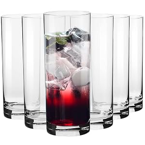 Krosno Tall Water Drinking Glasses Set of 6 16 9 oz Balance Collection Highball Crystal Glass Ideal Everyday