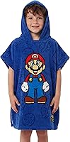 Vista 2 de SUPER MARIO - Poncho de toalla con capucha para niños, talla única, color azul