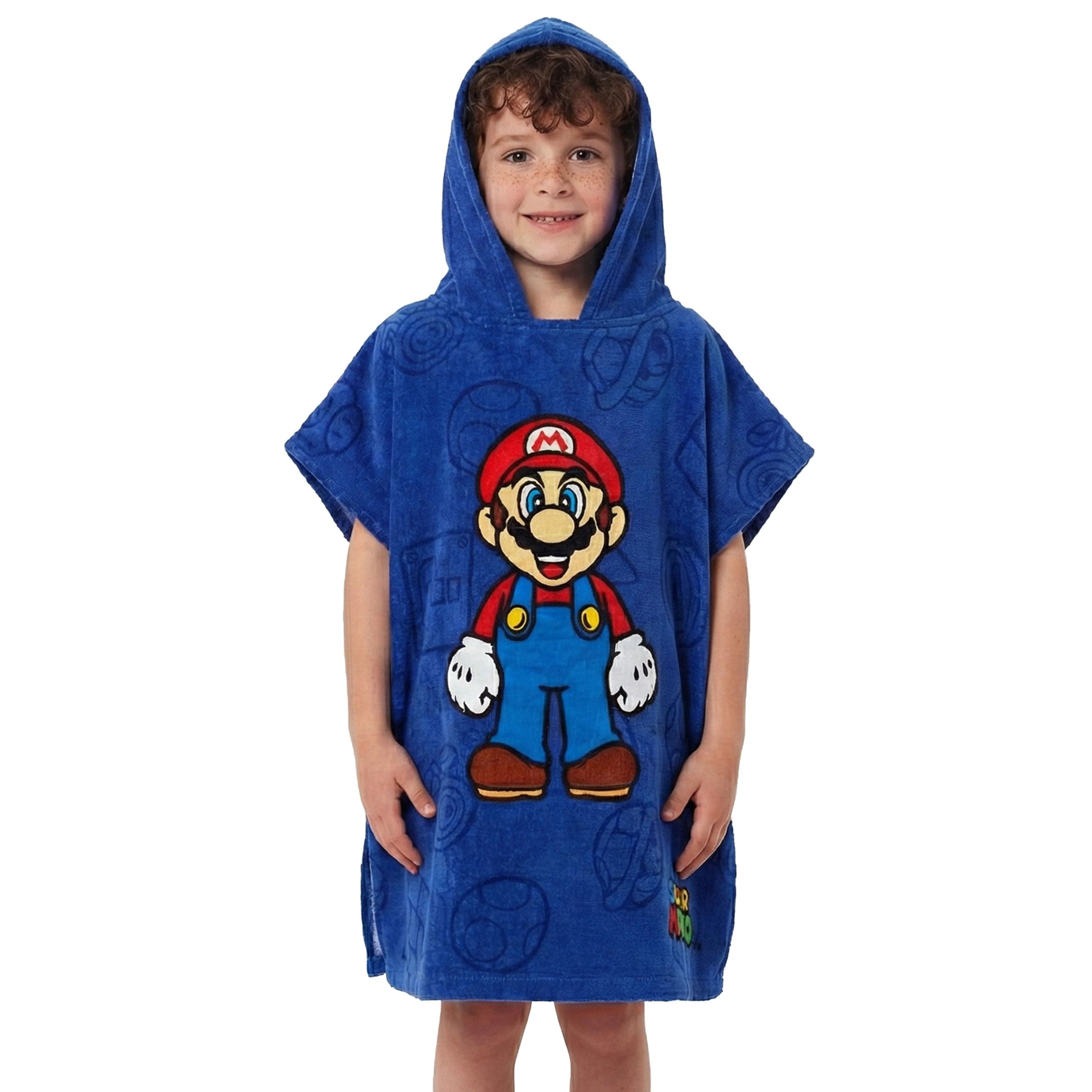 SUPER MARIO BROS Garçons Jeux Serviette à Capuche Poncho Maillots de Bain pour Enfants Taille Unique Bleu