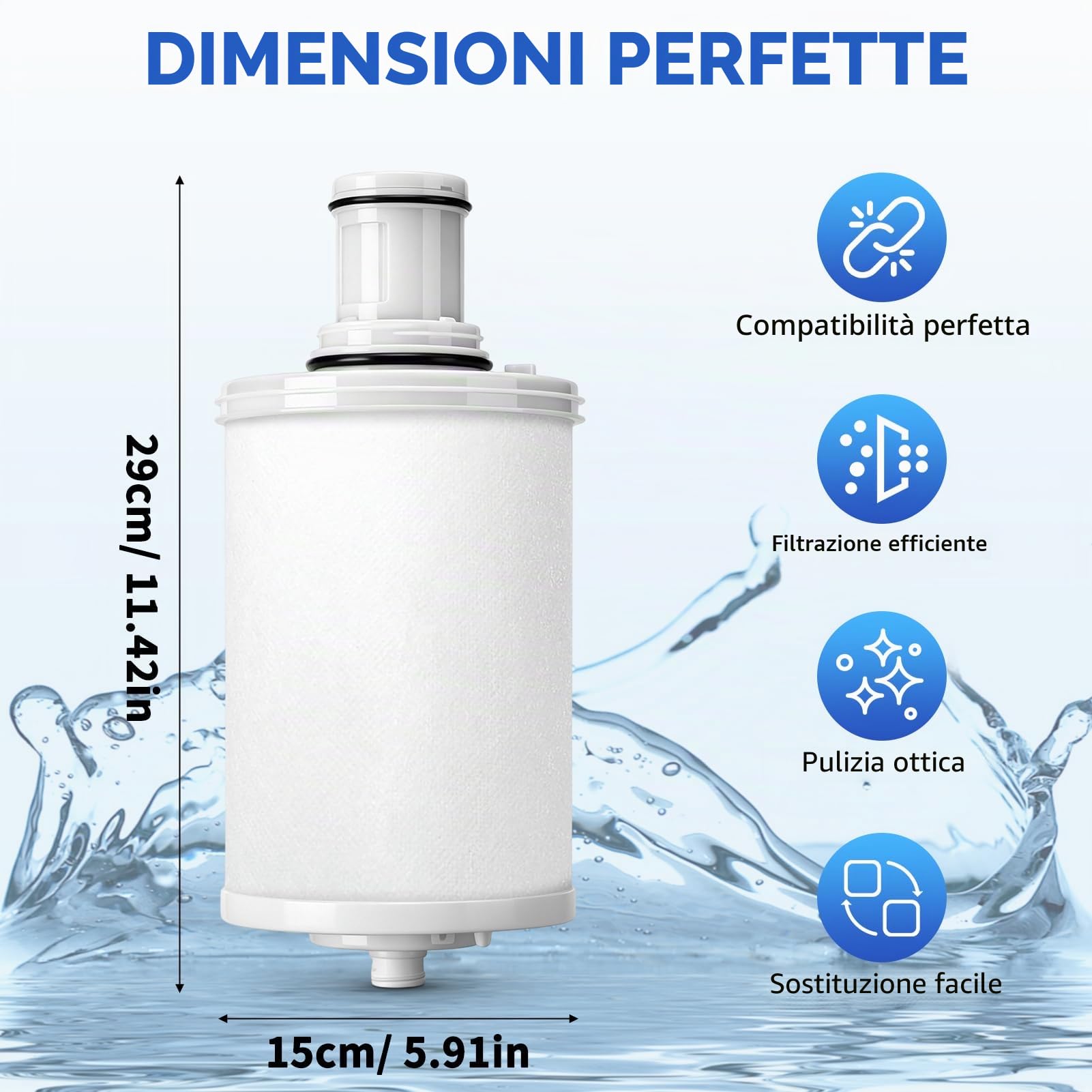 Cartuccia filtro dell'acqua, cartucce di ricambio compatibili con eSpring System 100186, filtrazione a carbone attivo, filtrazione 0,2 μm