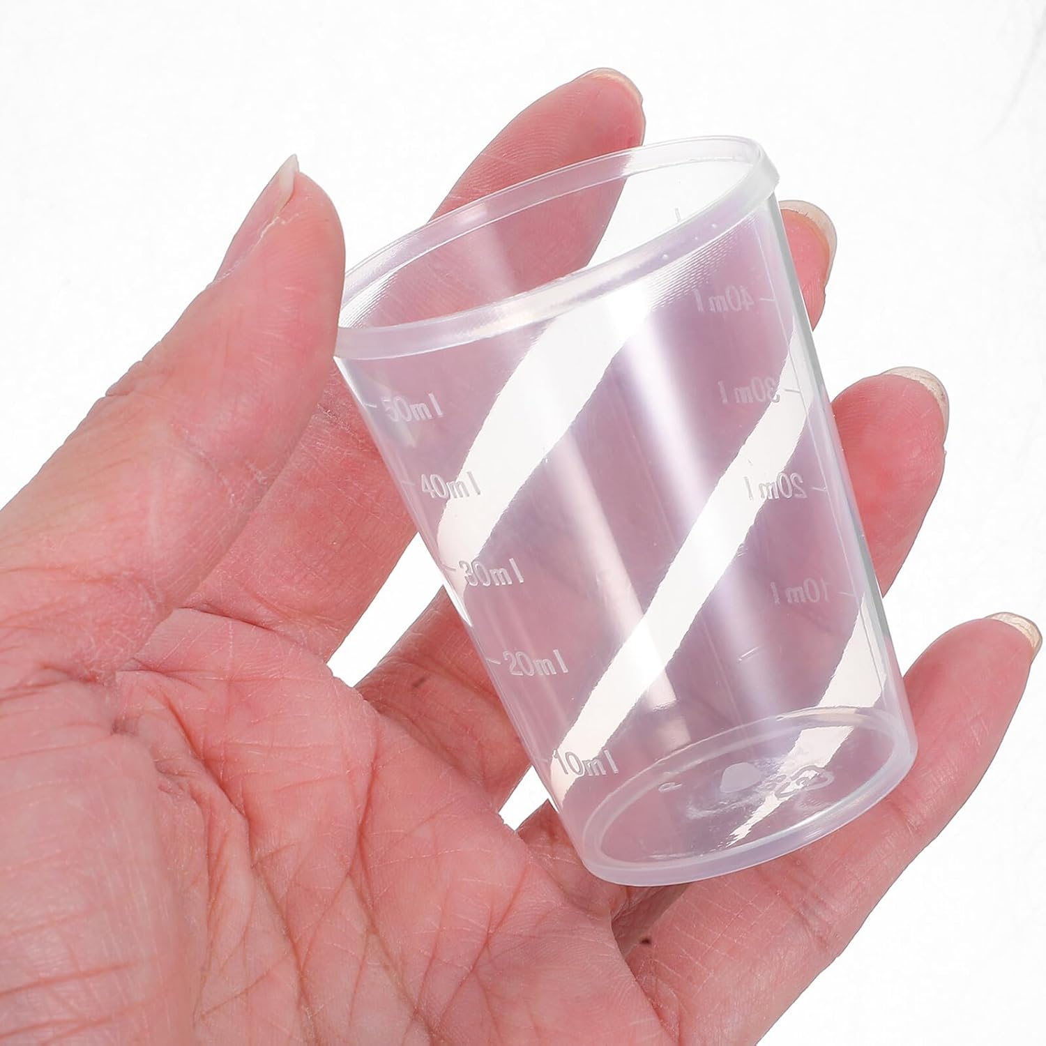 Gadpiparty 100pcs Transparent Disposable Measuring Cups with Graduated Scale Plastic Liquid Measuring Beakers for Laboratory and Home Use Leak-resistant Sample Collection Tool