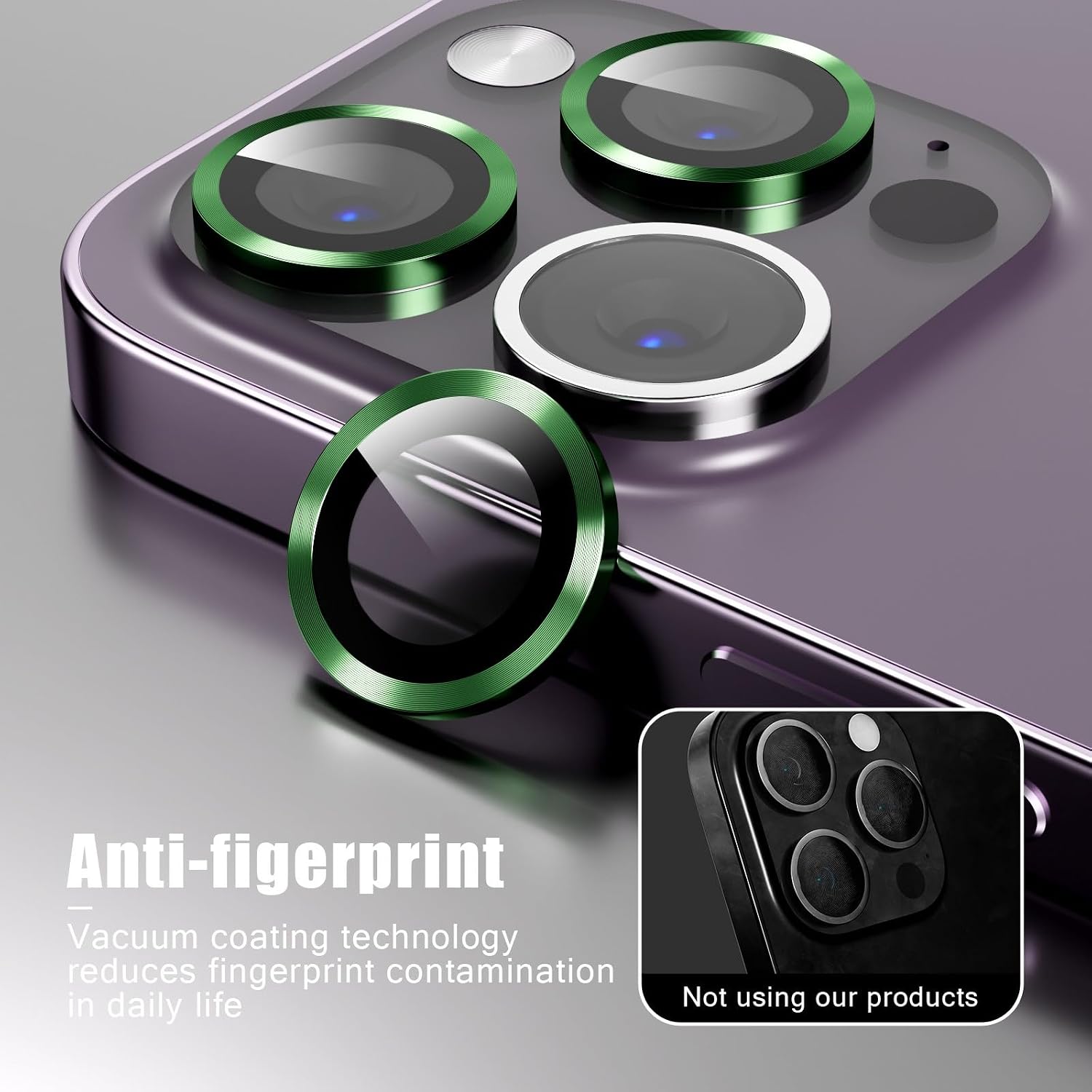 Camera Lens Protector Compatible with iPhone 11 Pro/11 Pro Max/iPhone 12 Pro,Scratch Resistant,HD Clear Tempered Glass Camera Lens Protection Cover,Case Friendly Easy to Install - Green image 2