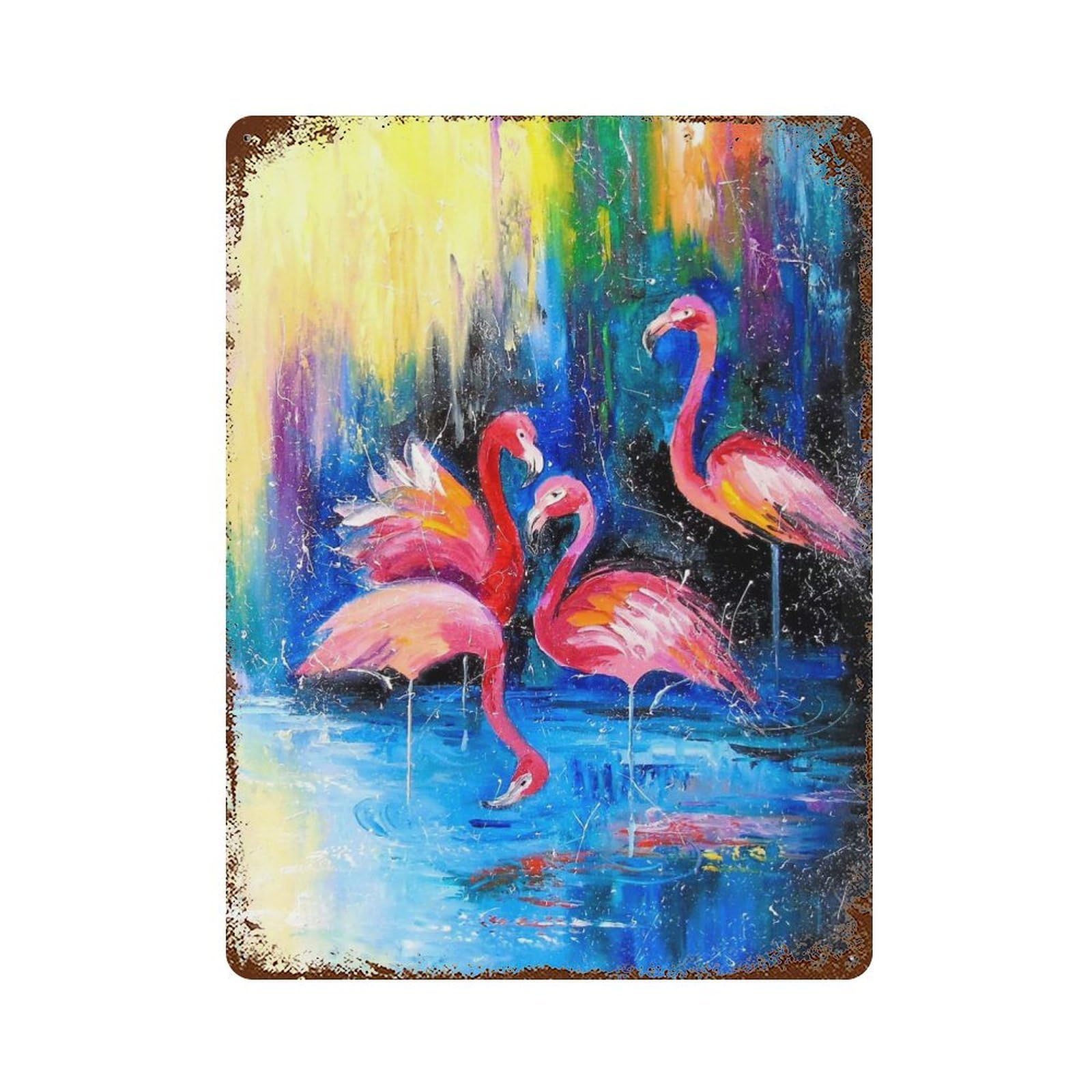 Flamingos Retro Metal Sign 15.7"x11.8", Shabby Chic Decor for Garage, Pub Or Kitchen