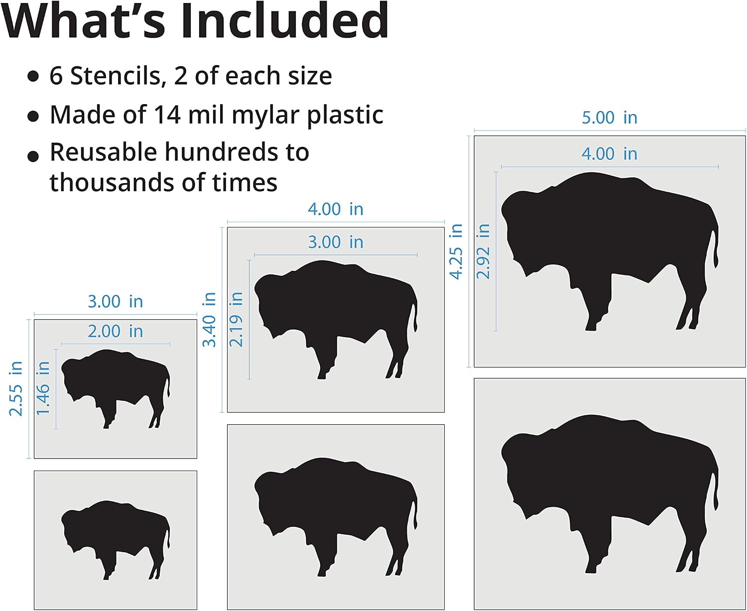 Stencil Stop Wyoming Buffalo Flag Stencil - Reusable for DIY Projects, Painting, Drawing, Crafts - 14 Mil Mylar Plastic (6 Pack (2", 3", and 4", 2 Each))