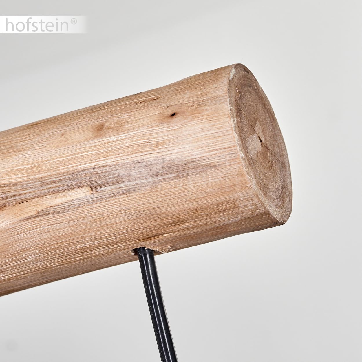 HOFSTEIN Pendelleuchte Soungou, moderne Hängelampe aus Holz/Metall/Leinen in Natur/Schwarz/Beige, 4-flammige Hängeleuchte im skandinavischen Design, Höhe max. 135 cm, 4 x E27, Esszimmer, Wohnzimmer
