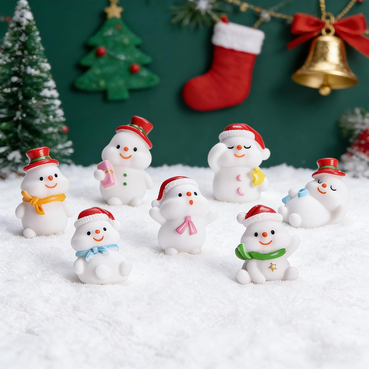 24-Piece Mini Resin Figurines Set, Winter Snowman Miniature Ornaments for Dollhouses Home Christmas Decor and DIY Craft Projects image 3