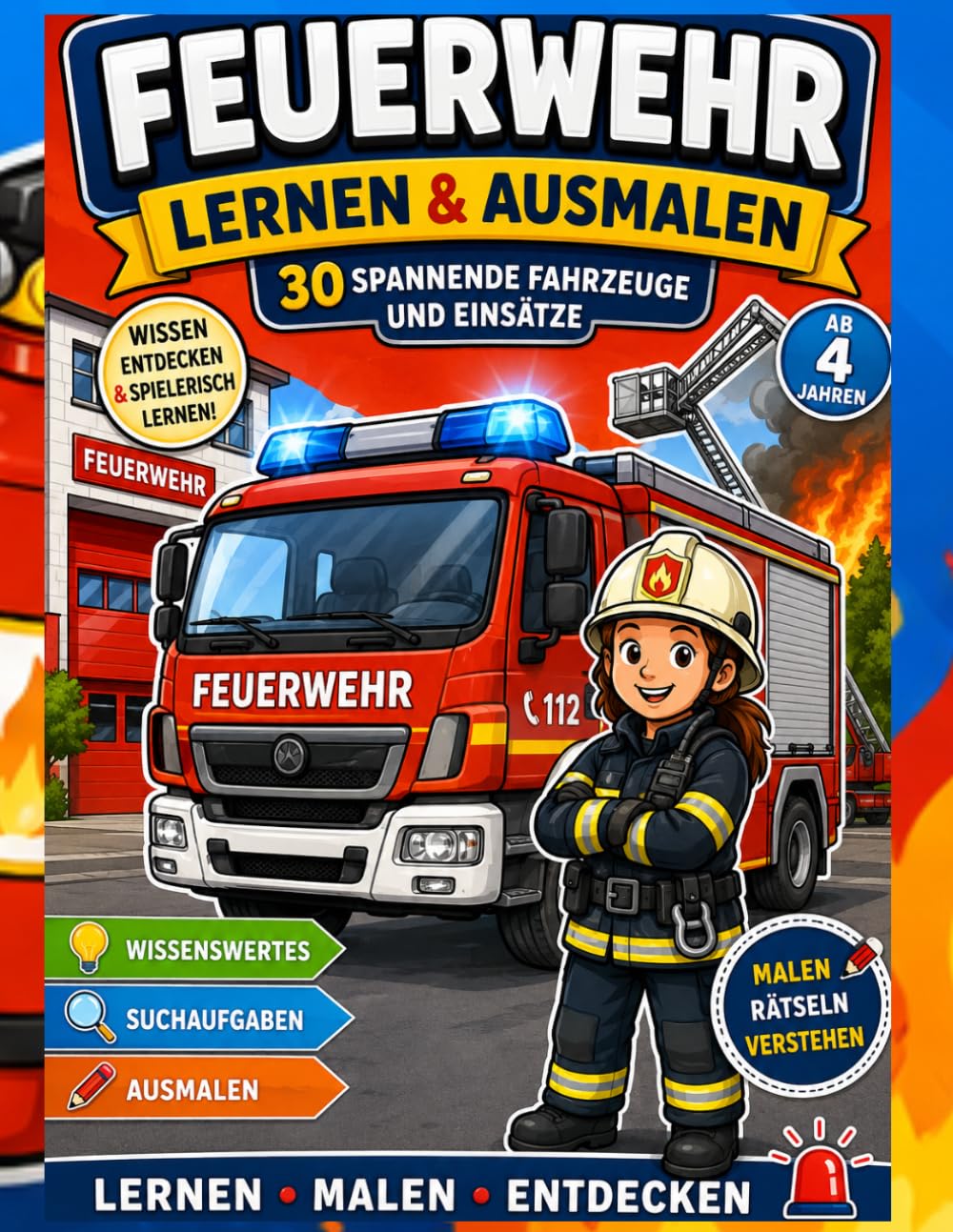 Mein großes Feuerwehrbuch: Mit Lernseiten, Suchaufgaben und Feuerwehr-Wissen