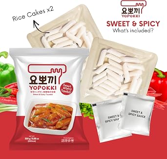 Yopokki Sweet & Spicy Tteokbokki Pouch 280g – Instant Chewy Korean Topokki Rice Cake Snack
