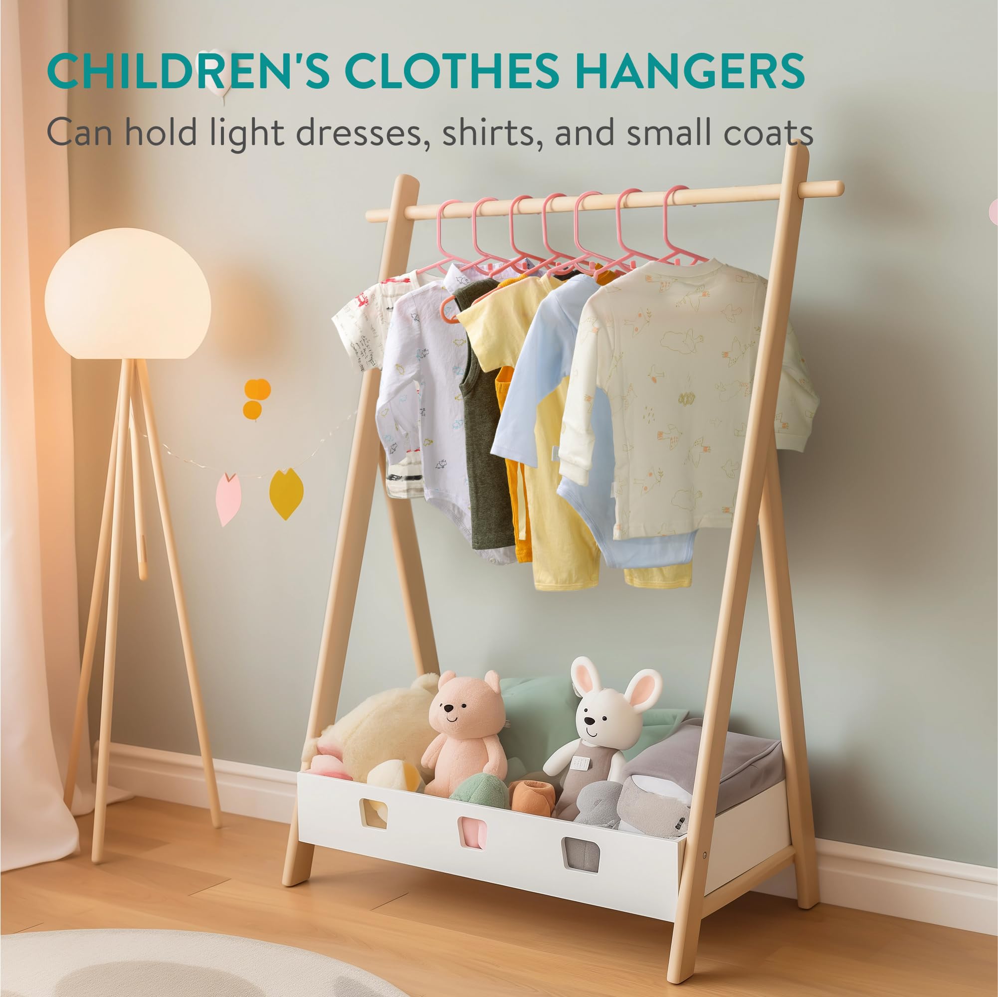 20 Grucce Neonato In Legno Con Design Orsetto - Antiscivolo, Per Vestiti Bambini, Naturali - Foto 3