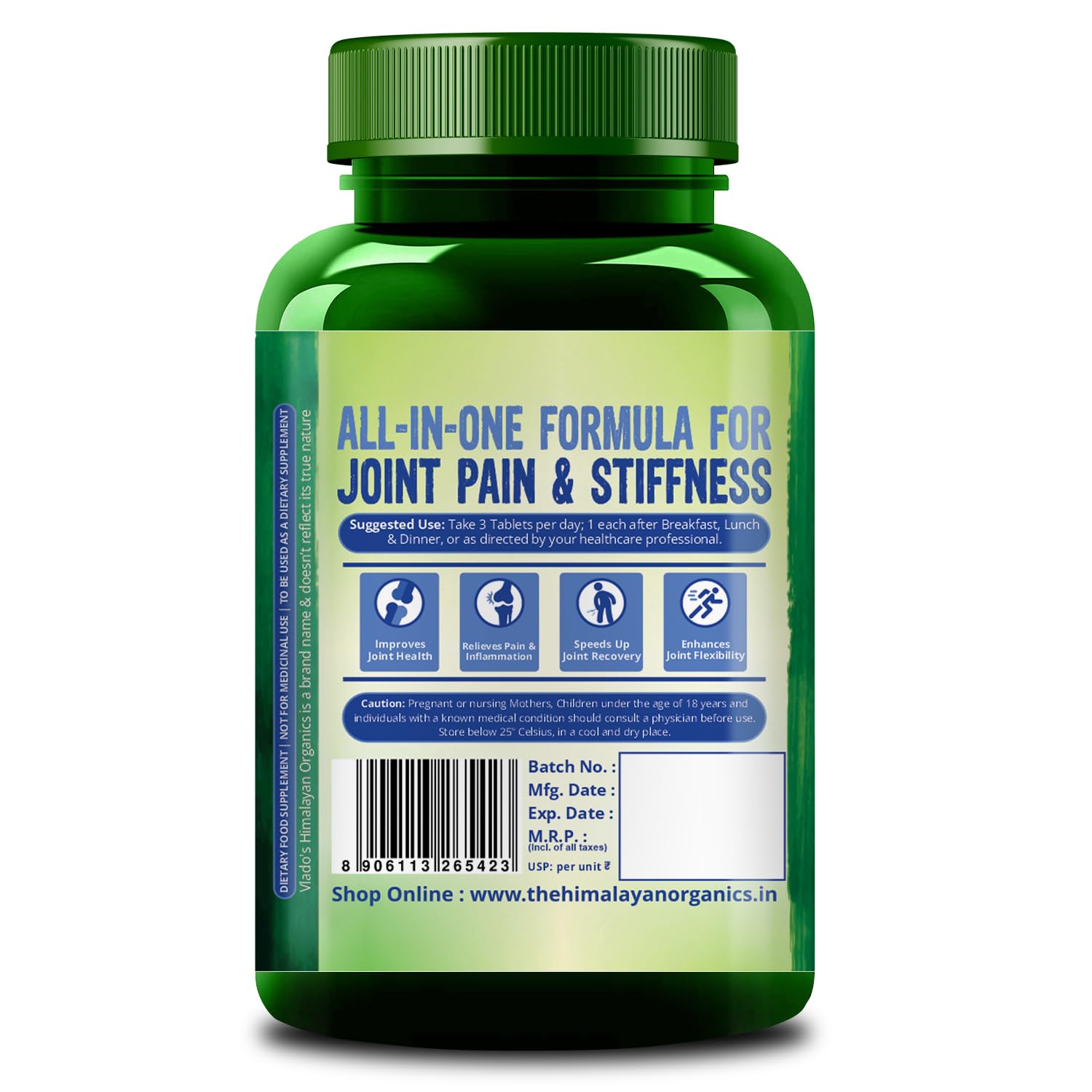 Vlado’s Himalayan Organics Glucosamine Chondroitin MSM Tablets | Cartilage & Joint Support Supplement | Pure Veg Formula I Glucosamine for Joint Relieves Pain and Stiffness I Glucosamine Tablets - 10 Veg Tablet 1