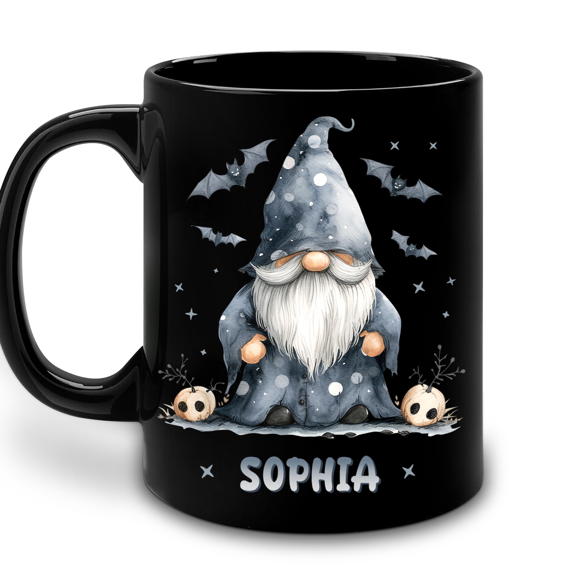 Hyturtle Personalized Halloween Gnome Mug Gifts For Gnome Lovers - Custom Name Coffee Cup Ceramic Mug 11oz 15oz - Gnome Gifts For Women - Halloween Gifts For Her - Halloween Decor Gift - Birthday
