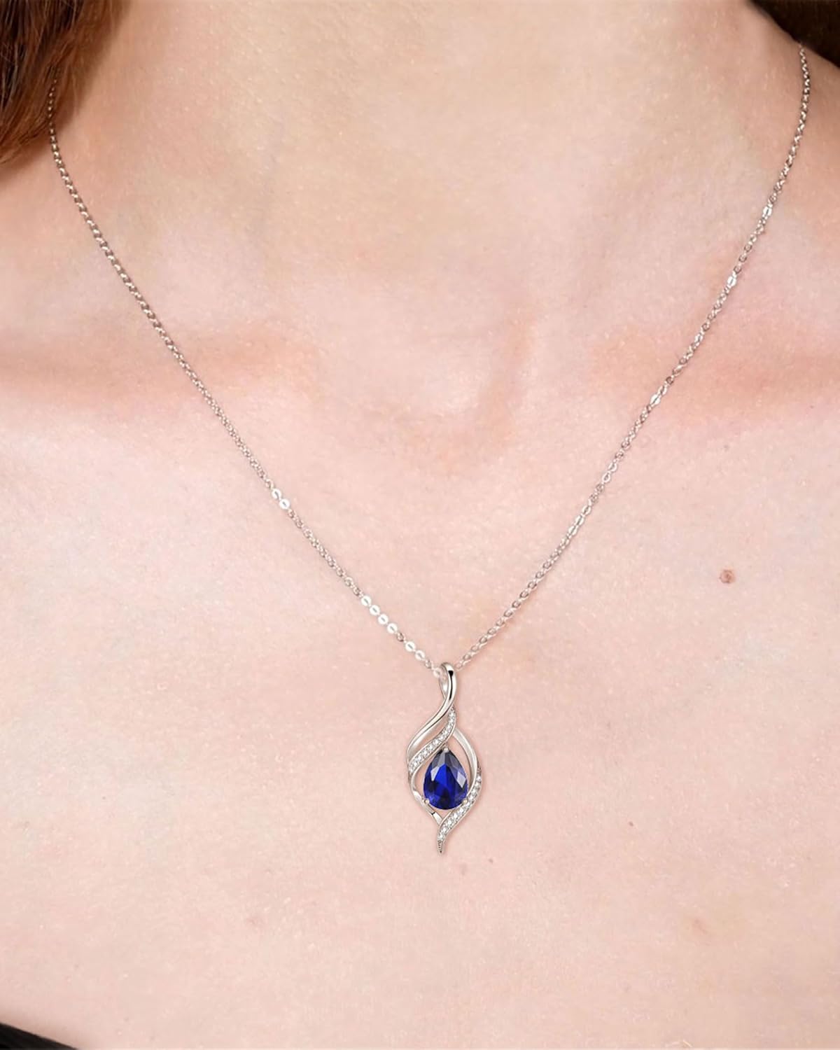 Birthstone Necklaces for Women Teardrop Necklace 925 Sterling Silver Infinity Love Pendant Birthday Jewelry Gifts for Her, 18"+2" - Image 6