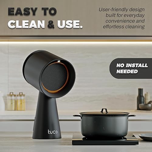 Miniatura 6 de TUCO Campana extractora portátil, ventilador de escape de cocina de escritorio con 3 velocidades, polímero de triple filtro, aluminio y carbono,