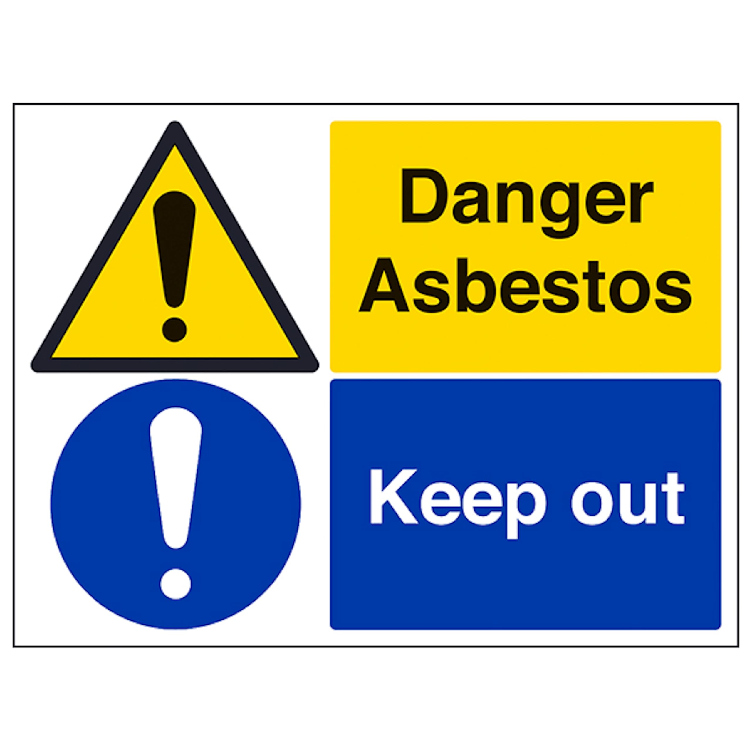 V Safety Danger Asbestos/Keep Out - Large Landscape 600 x 450 mm - 3mm Aluminium Composite Safety Sign
